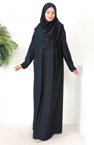One-piece Hijab Practical Prayer Dress 0999-06 Navy Blue 0999-06
