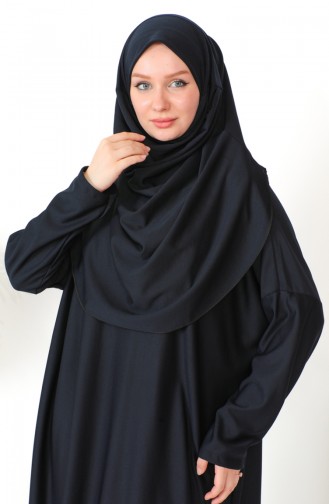 One-piece Hijab Practical Prayer Dress 0999-06 Navy Blue 0999-06