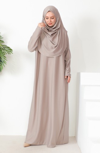 One-piece Hijab Practical Prayer Dress 0999-07 Mink 0999-07