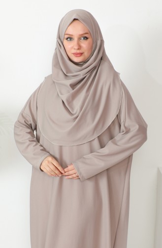 One-piece Hijab Practical Prayer Dress 0999-07 Mink 0999-07