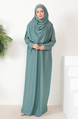 فستان الصلاة عملي بحجاب قطعة واحدة 0999-08 أخضر مينت 0999-08