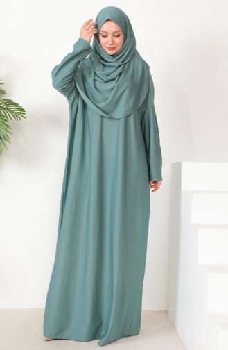 One-piece Hijab Practical Prayer Dress 0999-08 Green 0999-08