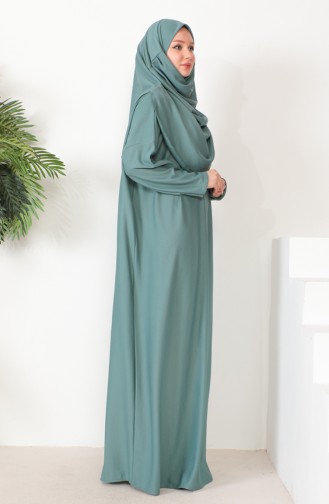 One-piece Hijab Practical Prayer Dress 0999-08 Green 0999-08