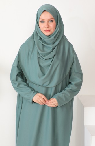 One-piece Hijab Practical Prayer Dress 0999-08 Green 0999-08