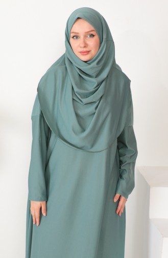 فستان الصلاة عملي بحجاب قطعة واحدة 0999-08 أخضر مينت 0999-08