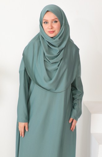 One-piece Hijab Practical Prayer Dress 0999-08 Green 0999-08