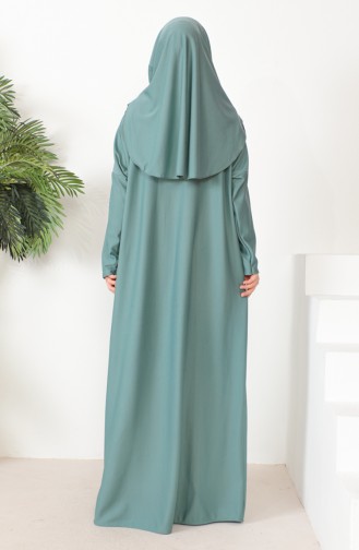 One-piece Hijab Practical Prayer Dress 0999-08 Green 0999-08