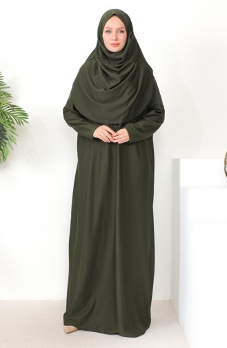 One Piece Hijab Practical Prayer Dress 0999-09 Khaki 0999-09