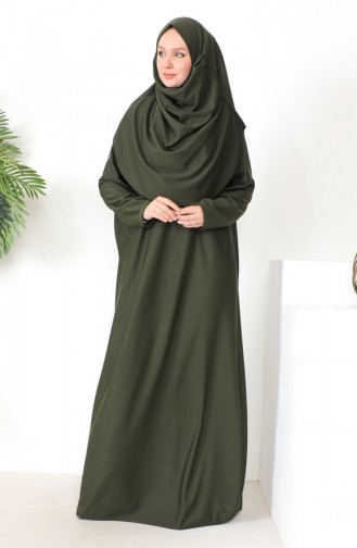 One Piece Hijab Practical Prayer Dress 0999-09 Khaki 0999-09
