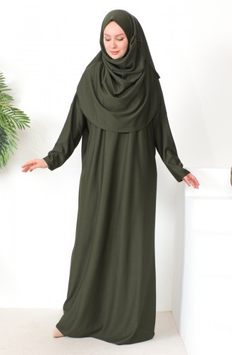One Piece Hijab Practical Prayer Dress 0999-09 Khaki 0999-09