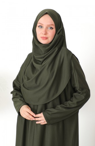 One Piece Hijab Practical Prayer Dress 0999-09 Khaki 0999-09