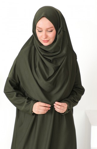One Piece Hijab Practical Prayer Dress 0999-09 Khaki 0999-09