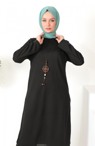 Kolyeli Tunik Pantolon İkili Takım 8585-01 Siyah