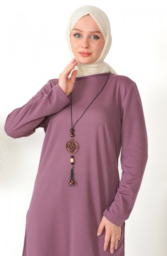 Kolyeli Tunik Pantolon İkili Takım 8585-02 Lila