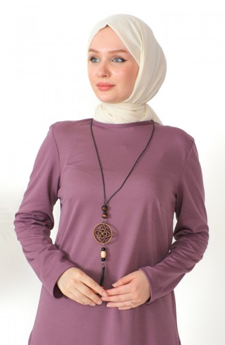 Kolyeli Tunik Pantolon İkili Takım 8585-02 Lila