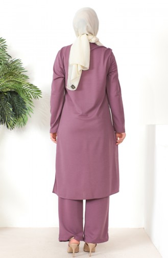 Kolyeli Tunik Pantolon İkili Takım 8585-02 Lila