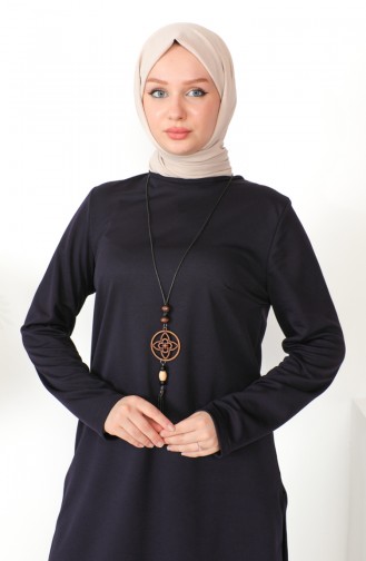 Kolyeli Tunik Pantolon İkili Takım 8585-06 Mor