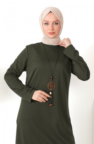 Kolyeli Tunik Pantolon İkili Takım 8585-07 Haki