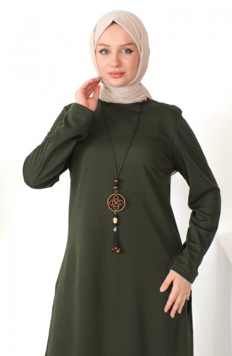 Kolyeli Tunik Pantolon İkili Takım 8585-07 Haki