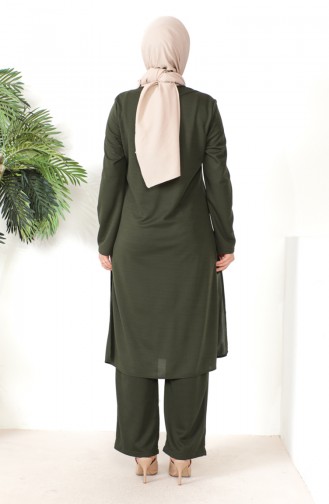 Necklace Tunic Pants Two Piece Suit 8585-07 Khaki 8585-07