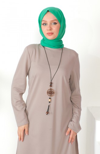 Kolyeli Tunik Pantolon İkili Takım 8585-08 Vizon