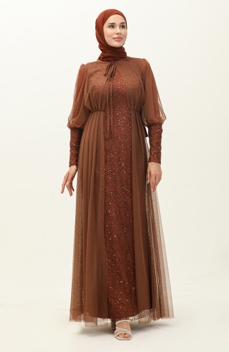 Robe de Soirée à Paillettes 5346-24 Brun 5346-24