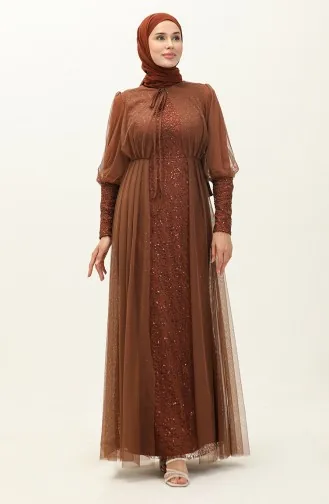 فستان سهرة لامع 5346-24 بني 5346-24