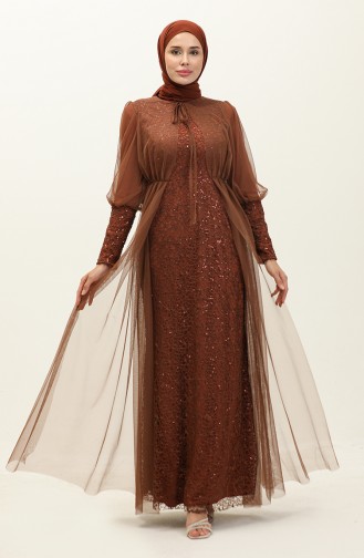 Sequined Evening Dress 5346-24 Brown 5346-24