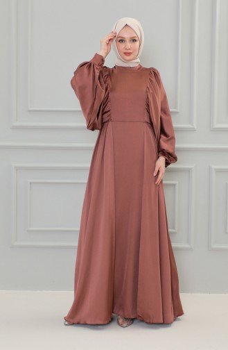 Satin Abendkleid mit Ballonärmeln 6020A-01 Rose 6020A-01