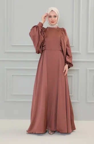 Satin Abendkleid mit Ballonärmeln 6020A-01 Rose 6020A-01