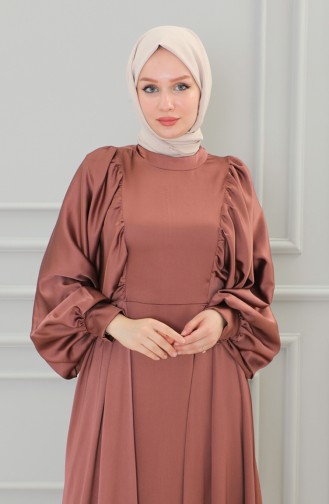 Satin Abendkleid mit Ballonärmeln 6020A-01 Rose 6020A-01