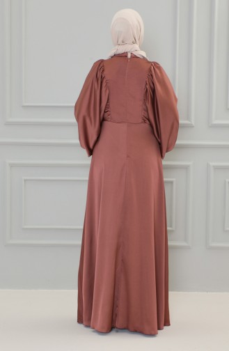 Satin Abendkleid mit Ballonärmeln 6020A-01 Rose 6020A-01
