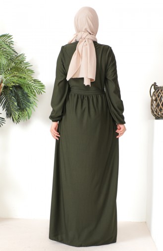 Kleid mit Knopfleiste und Gürtel 7878-03 Khaki 7878-03