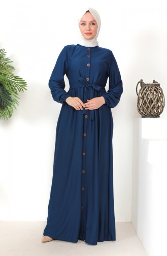 Kleid mit Knopfleiste und Gürtel 7878-06 Indigo 7878-06