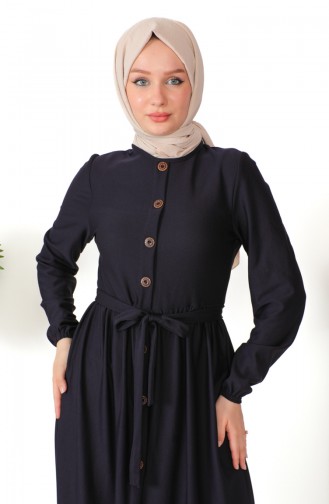 Kleid mit Knopfleiste und Gürtel 7878-09 Lila 7878-09