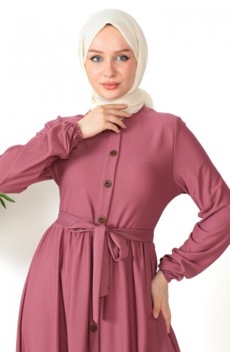 Kleid Mit Knopfdetail Und Gürtel 7878-10 Dusty Rose 7878-10