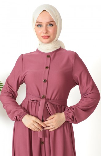 Kleid Mit Knopfdetail Und Gürtel 7878-10 Dusty Rose 7878-10