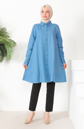 Oxford Düğmeli Tunik 232325-01 İndigo