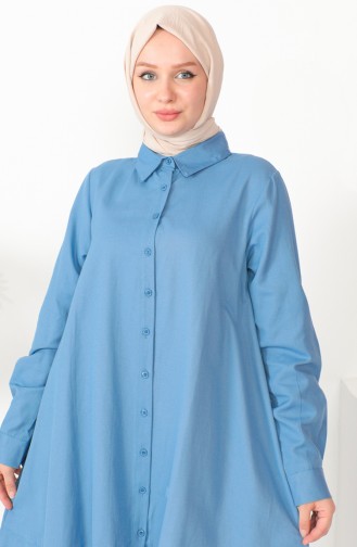 Oxford Düğmeli Tunik 232325-01 İndigo