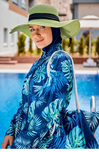 Green Wide Straw Hat With Bow 1423218 1423218 Yeşil