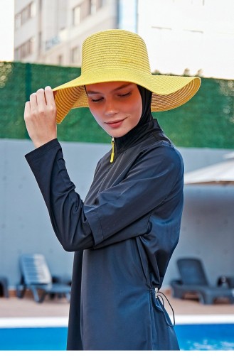 Yellow Wide Straw Hat 14232 14232 Sarı