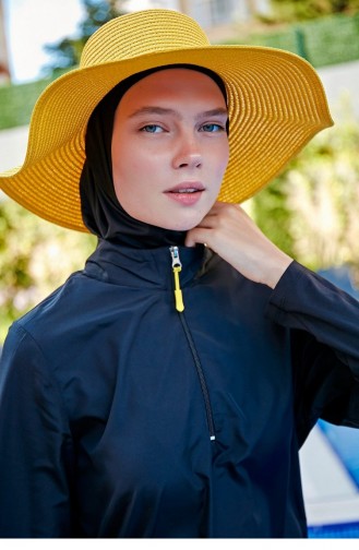 Yellow Wide Straw Hat 14232 14232 Sarı