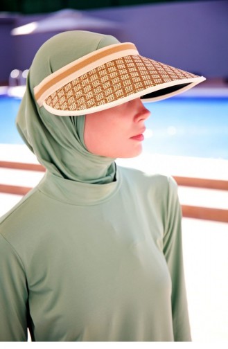 Diamond Patterned Beige Visor Hat 14395 14395 Bej