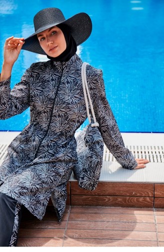 Gemusterter Vollständig Bedeckter Hijab-Badeanzug R2305 2305