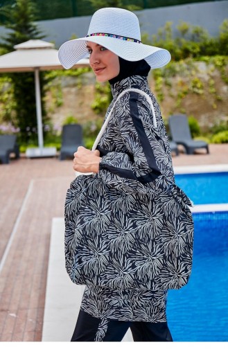 Patterned Fully Covered Hijab Swimsuit R2306 2306
