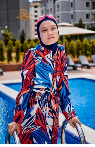 Patterned Fully Covered Hijab Swimsuit R2307 2307