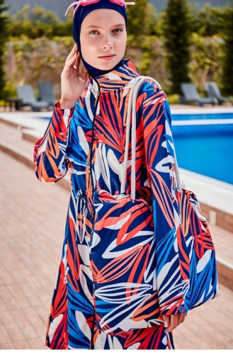 Patterned Fully Covered Hijab Swimsuit R2307 2307