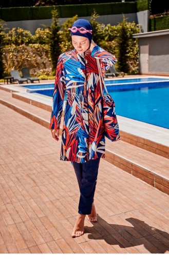 Patterned Fully Covered Hijab Swimsuit R2307 2307