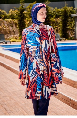 Patterned Fully Covered Hijab Swimsuit R2307 2307