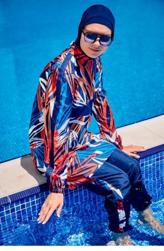 Patterned Fully Covered Hijab Swimsuit R2308 2308